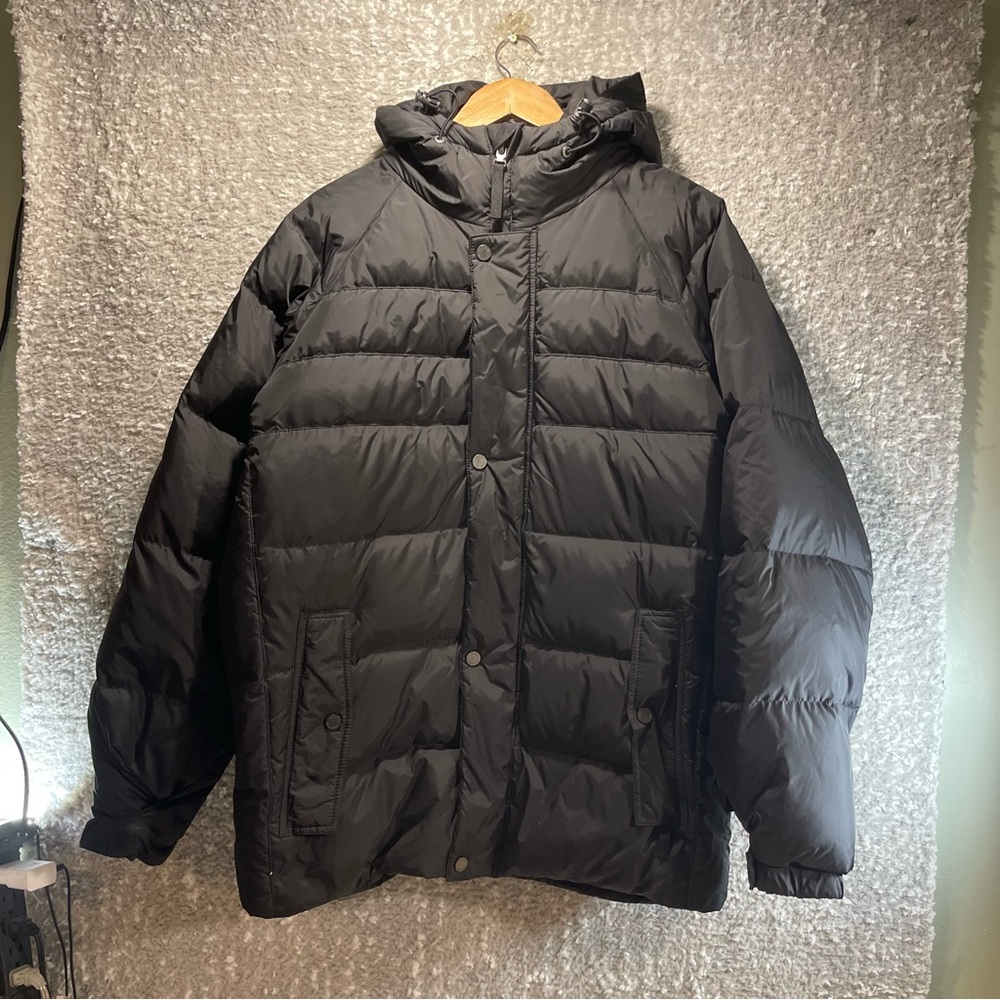 Calvin Klein Jacket Medium Down Men Quilted Jacket Hooded Winter Black